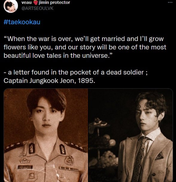 justme_lookatme's tweet photo. 1921. There's no way he didn't know  the taekook au SINCE 1894 😭
#taekook #taekookau https://t.co/M65pdu8PmD