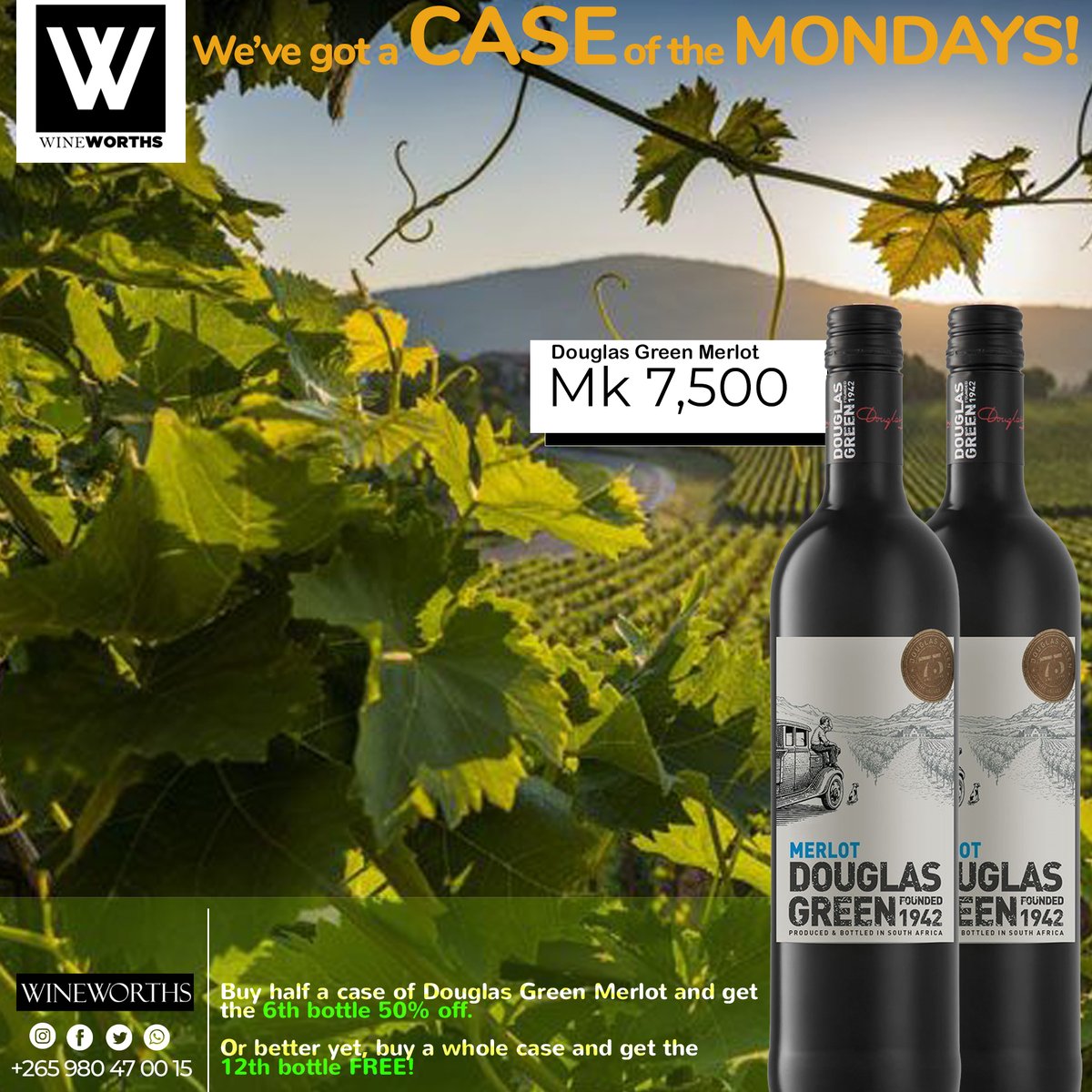 wineworths's tweet photo. Look out this Monday for #caseofthemonday with our #douglasgreenwine merlot #sale
This offer is for one day only , hurry whilst the offer still last https://t.co/88nyA7eGQs