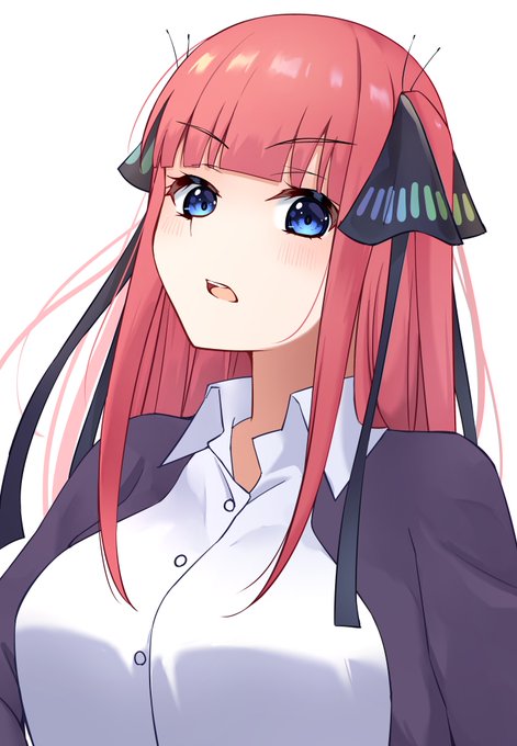ほめてれさんがTwitterに投稿した中野二乃(五等分の花嫁)のイラスト。