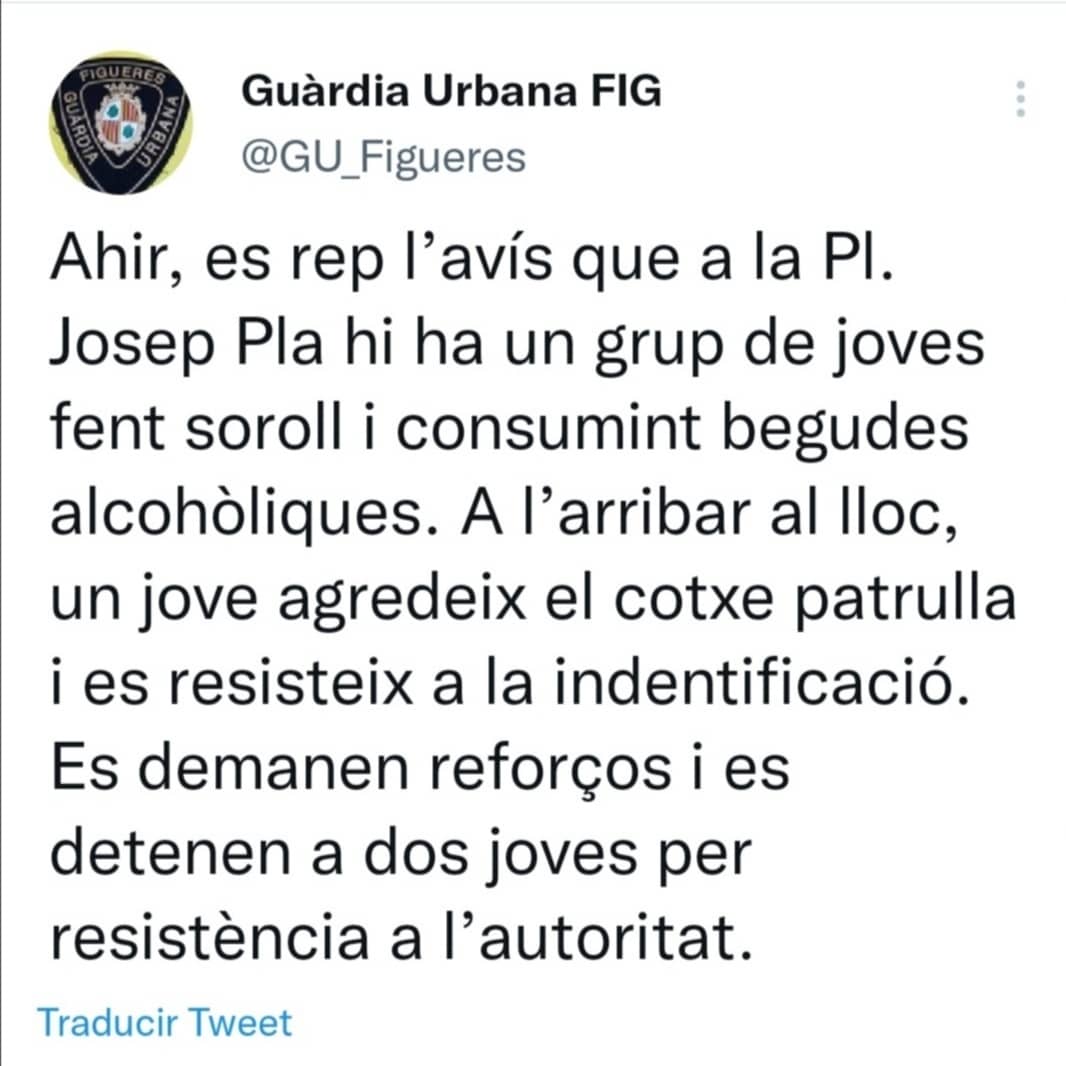 ⚠️Imatges intolerables d'ahir a la plaça del Teatre Jardí. Tot el nostre suport als agents de la guàrdia urbana que van intervenir i que van ser agredits! Aquests comportaments incívics i delictius no es poden tolerar!
Si no hi posem mà dura la cosa se'ns en anirà de les mans.