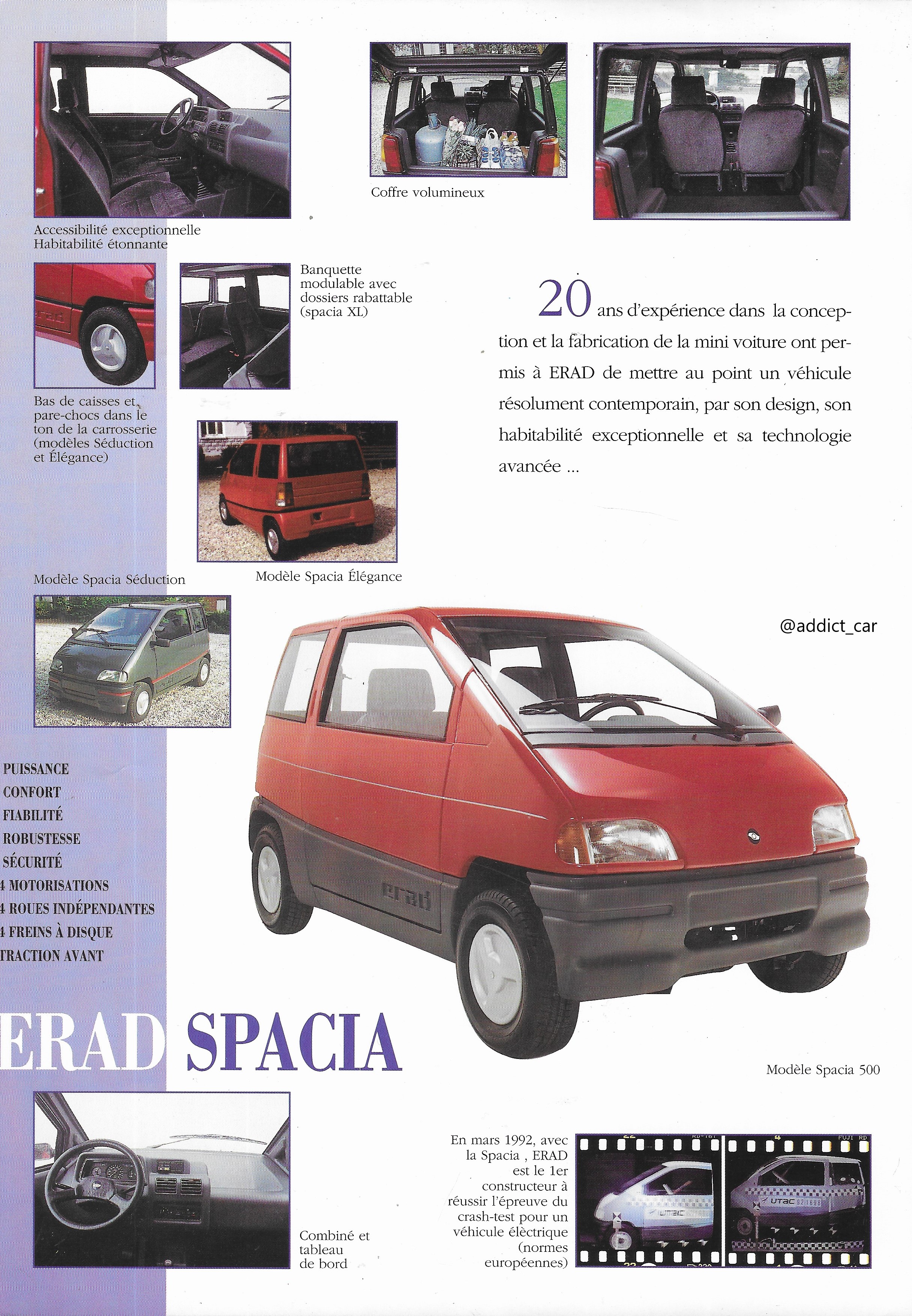 Car Brochure Addict on Twitter: "#MicrocarMonday ERAD was at one time a  leading builder of French 'sans permis' vehicles. One of its most ambitious  products was a monobox design called the Spacia,