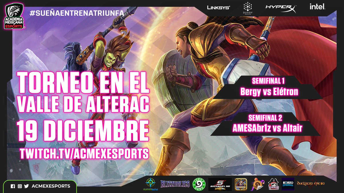 AcMexEsports's tweet photo. Ya está todo listo para conocer al campeón del 🏆❄️TORNEO #Hearthstone EN EL VALLE DE ALTERAC❄️

⚔️@Albino_Alvess vs @bergy2121
⚔️@ABR1Z010101 vs @AltairSanz  

🎁🎁Habrá sorteo de Bundles en el stream🎁🎁

Te esperamos a partir de las 4 PM en https://t.co/ZwG8musqHk https://t.co/7ZhOogkoI6