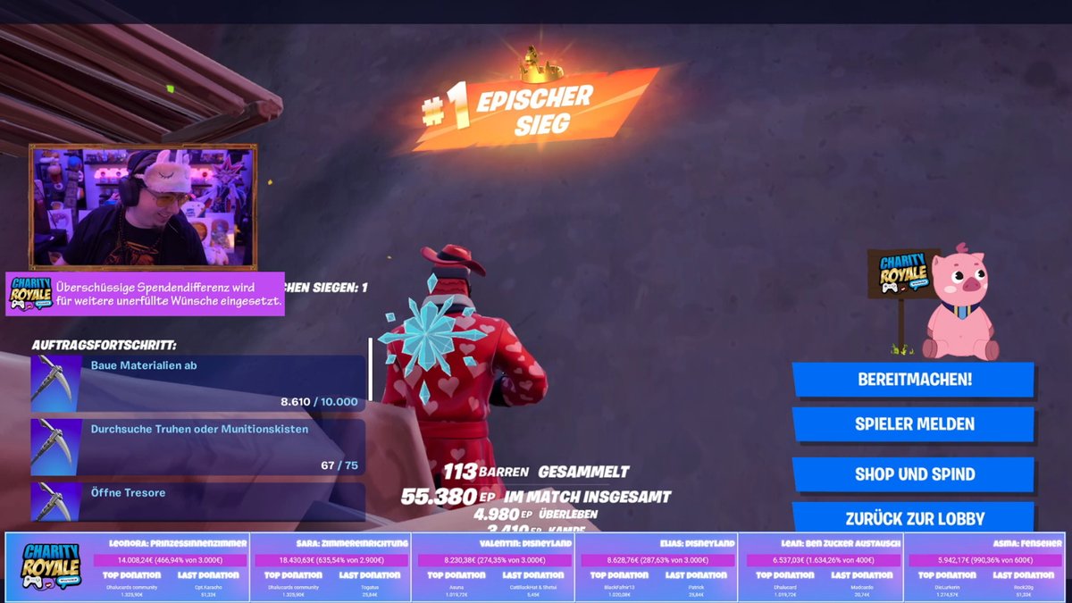 Der #CharityRoyale21 Livestream war mein Highlight des Jahres.

Wir konnten die Wünsche von einigen Kindern erfüllen &amp; ich bin euch unendlich dankbar, dass dies überhaupt möglich war

🌠 Wir haben insgesamt 62.964€ gesammelt! 🌠

Das ist einfach unglaublich...
VIELEN VIELEN DANK