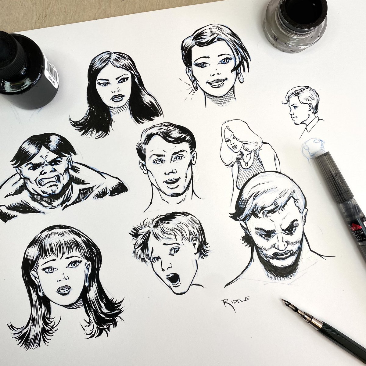 SteveRiddleArt's tweet photo. Morning pencilling and inking practice and figure invention #comicart #comicartist #comicartwork #inking #inkingcomics #inker #artdaily #cartoonists #cartooning #traditionalart #steveriddleart https://t.co/rvflH3P9o4