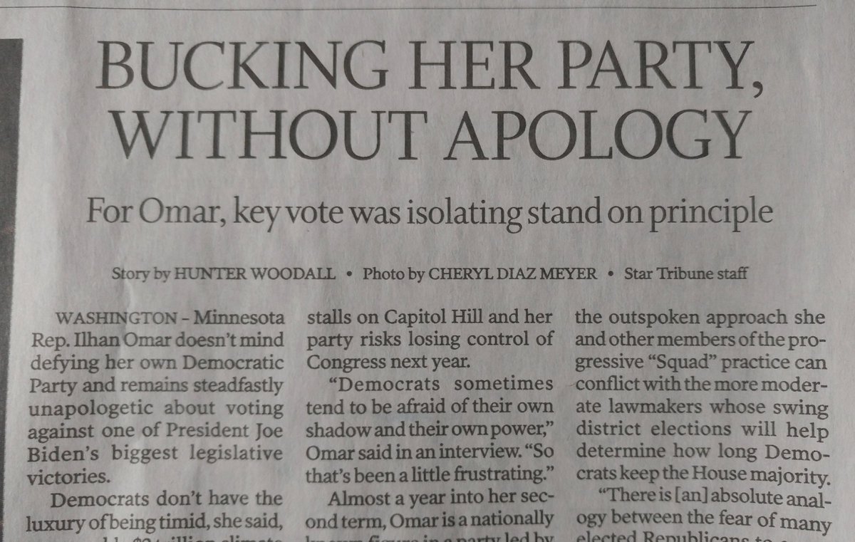 CD5_VOICE's tweet photo. Minneapolis StarTribune wrote a negative article about @IlhanMN @Ilhan and how divisive she is. Guess the StarTribune writers can go on her list of people she considers Islamophobic.
@MinnesotaDFL @SpeakerPelosi @HouseDemocrats @POTUS #CD05MN https://t.co/6UHkMilZsL