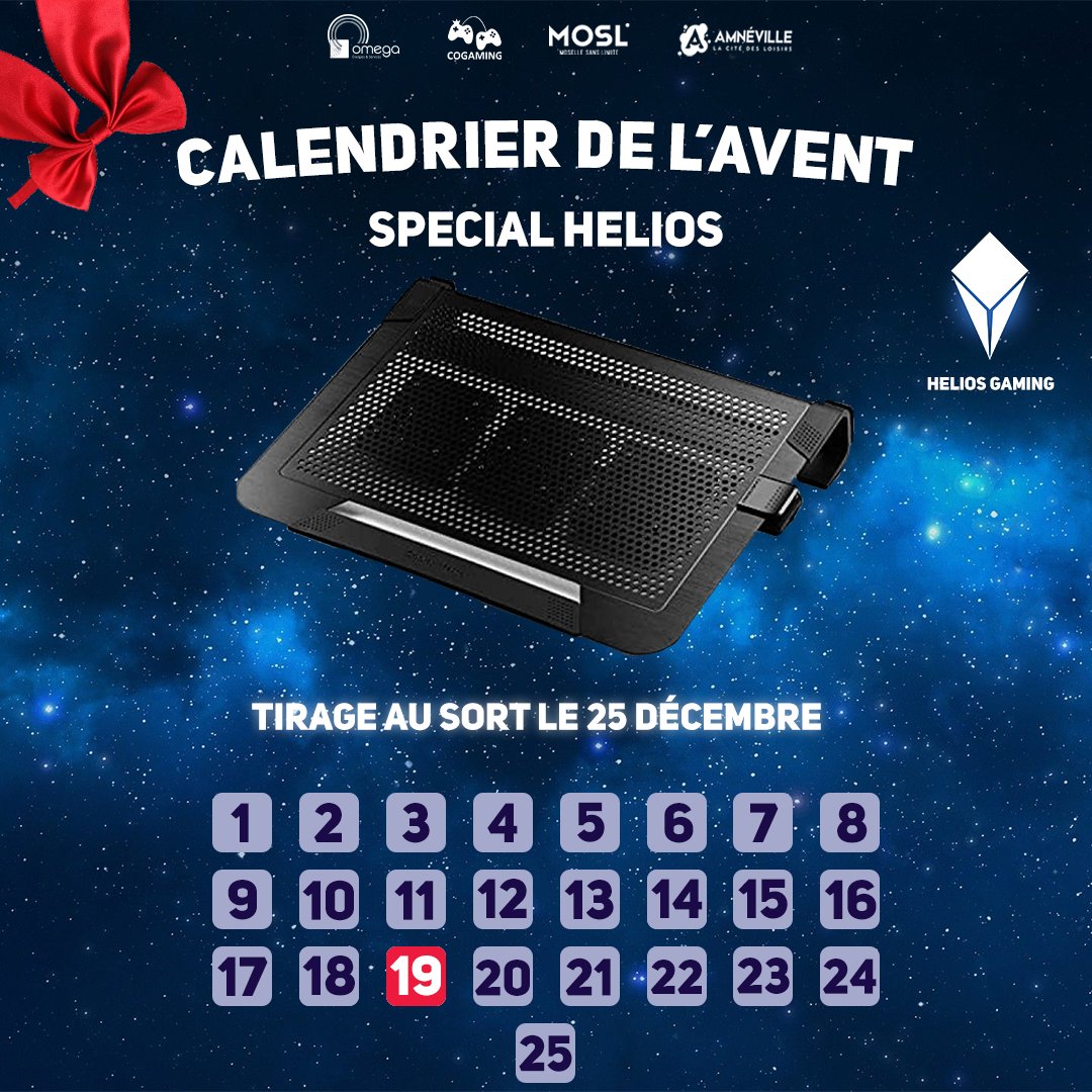 HeliosGamingFR's tweet image. Jour 19 de notre calendrier de l'avent
Tentez aujourd'hui de remporter ce deuxième refroidisseur/ventilaeur pour PC portable, le "Coolmaster U3"
Pour participer :
👉Follow @HeliosGamingFR 
👉RT x FAV ce Tweet
TAS le 25 Décembre
Bonne chance à tous !