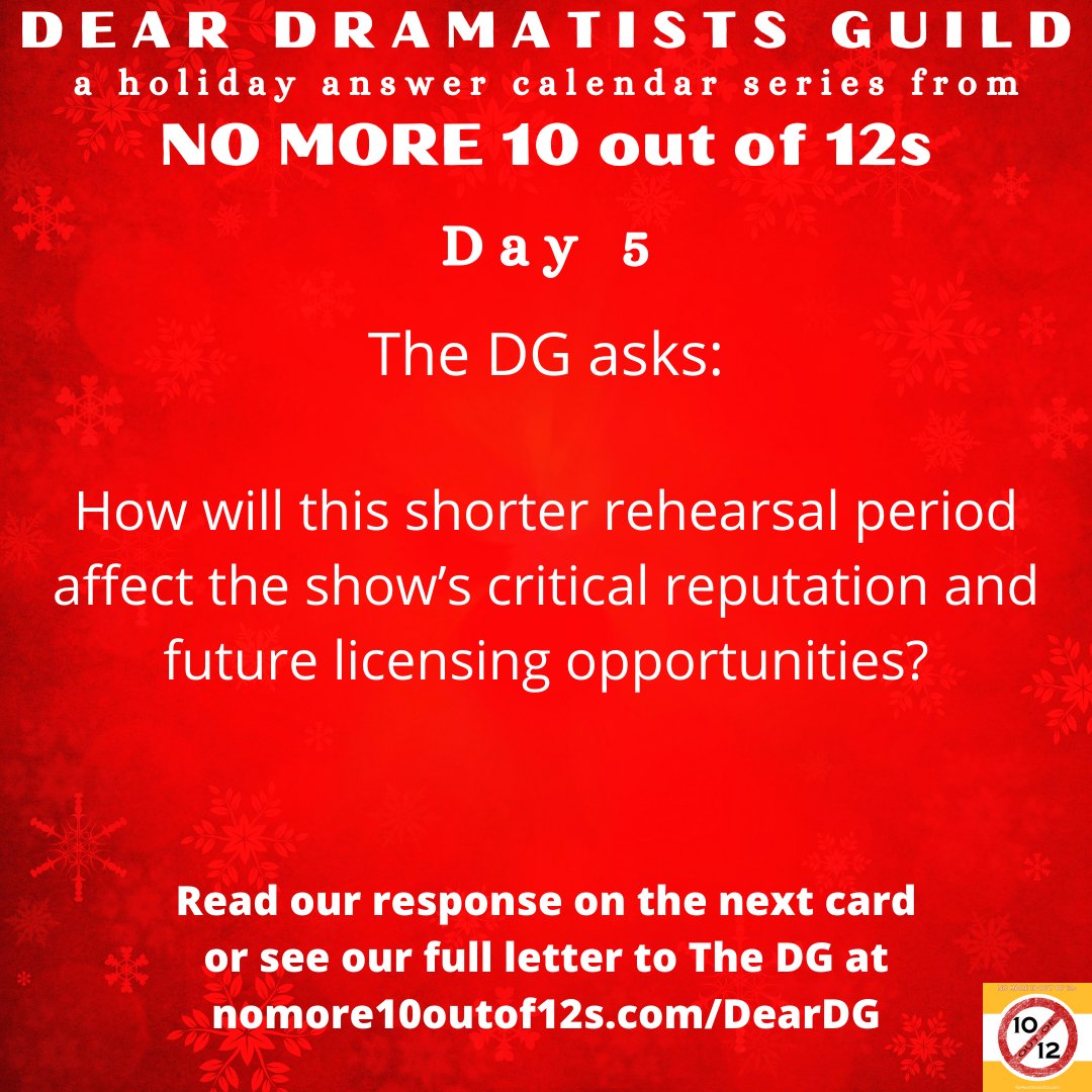 NOMORE10OutOf12's tweet photo. Short answer: it won't! Day 5 of our answers for 
@dramatistsguild questions! #nomore10outof12s https://t.co/Qi4YlLIudu
