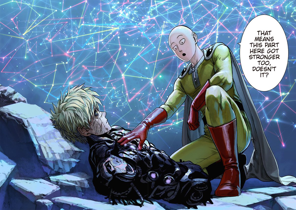quietopinion1's tweet photo. #onepunchman155
Seeing Genos and Saitama interact after all this time apart in better detail is just ahhhh I can't wait to see Saitama vs Garou, frfr the hype this manga has never left me 😭✨✨ https://t.co/jmXVJuSgI1