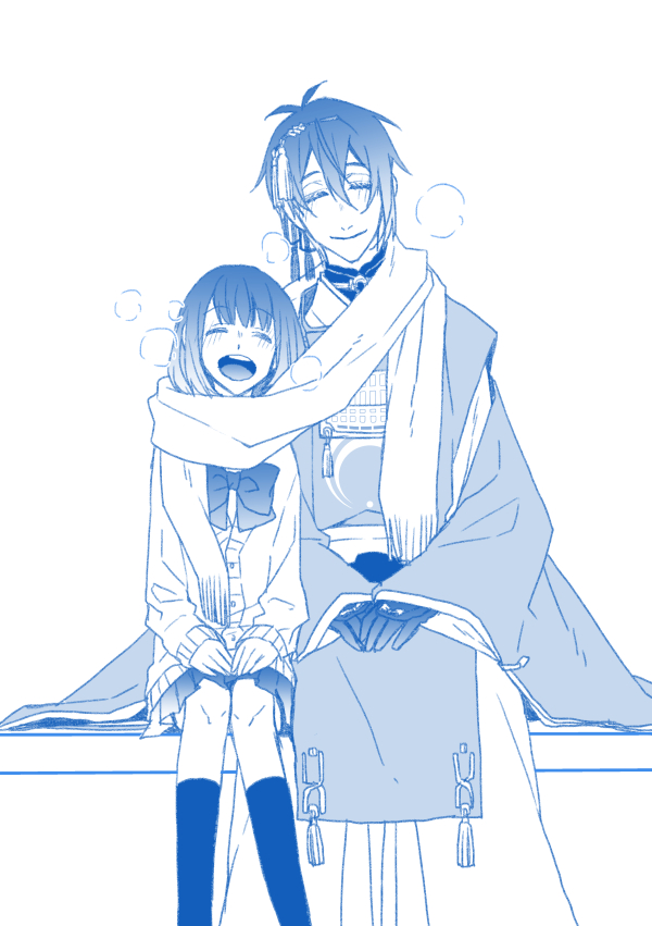 三日月宗近(刀剣乱舞) 「【みかさに】
寒いけどあったかいね 」|なみかのイラスト