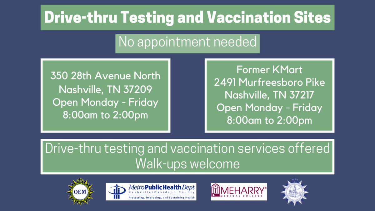 SeanForFive's tweet photo. Nashville: seeing lots of posts about finding tests and booster shots.

We still have two public @NashvilleHealth sites offering fast, free vaccines and testing. https://t.co/nNTgButUDZ