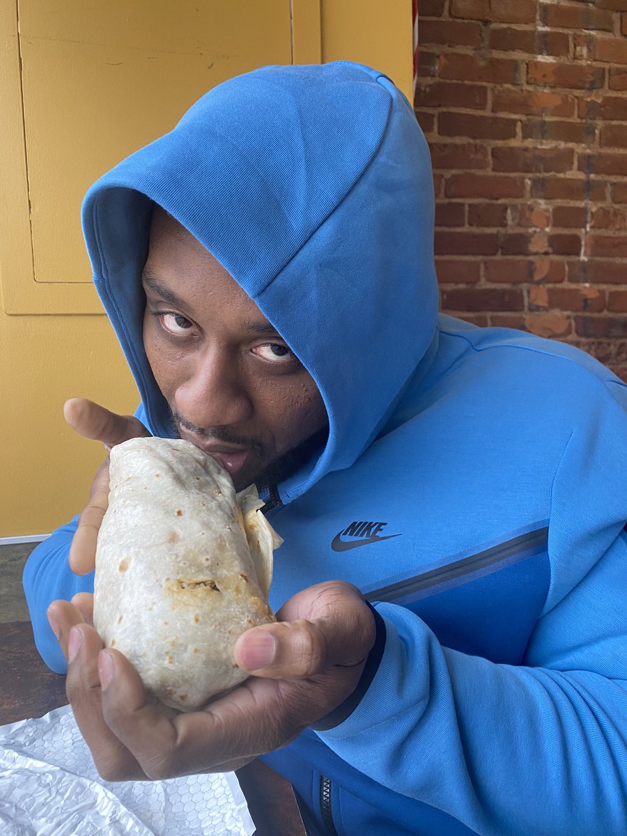 WWEBigE's tweet photo. “Me &amp; your [burrito] got a special thing going on…” @pancheros https://t.co/tr319p9V2M