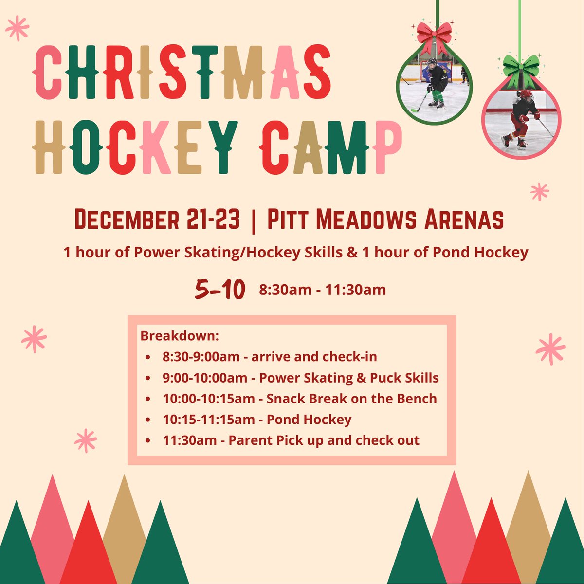 Tournaments cancelled😞? Register for our Christmas camp &amp; put a smile on your hockey 🏒🥅players face 😁<a href="/PMArenaComplex/">Pitt Meadows Arena</a>