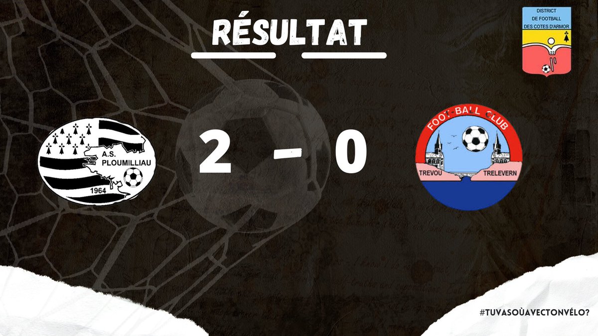 [Championnat D1] ⚽️

L’équipe fanion renoue avec la succès face au FC Trevou-Trelevern 🔴⚪️

Les buteurs 🎯 : 
- Kevin LE CAMPION
- Kevin LARIVAIN 

#Tuvasoùavectonvélo