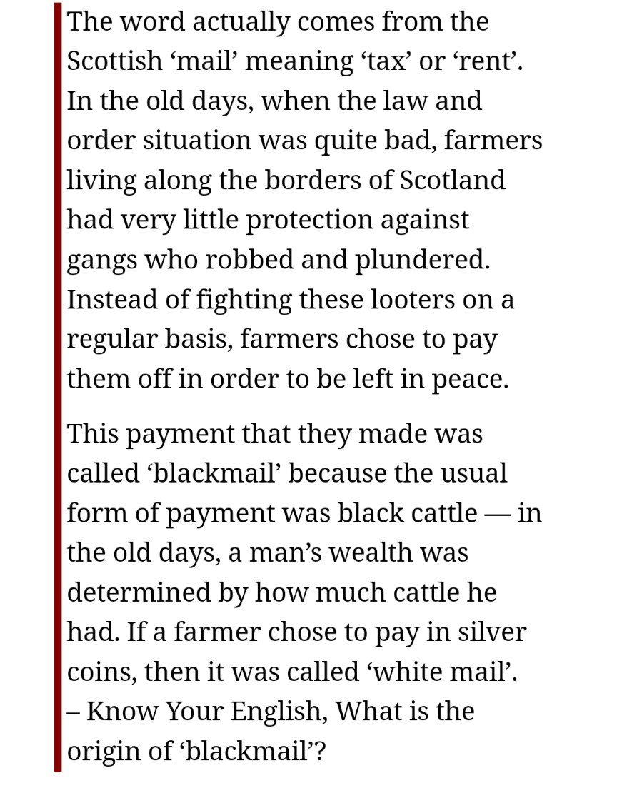 Forgot__My_Name's tweet photo. Elsewhere, the article states that the word “blackmail” is offensive to black people because it is “negative” and connotes “distrust”.  However, the “experts” mentioned completely ignore the origins of the word (which has absolutely nothing to do with black people). https://t.co/SVDgCOLUXL