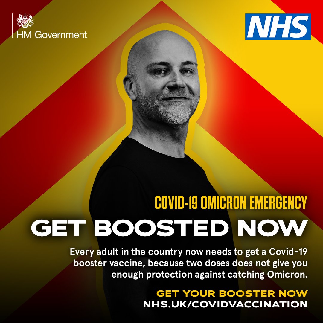 Every adult in the country now needs to get a Covid-19 booster vaccine, because two doses does not give you enough protection against catching Omicron

Book your booster vaccine or find a walk-in centre orlo.uk/dX6dp