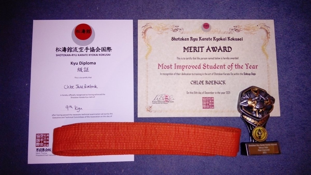 ChloeRoebuck98's tweet photo. I'm an orange belt! 👊🥋🧡

#karate #hobby https://t.co/FPNLBvdq9L