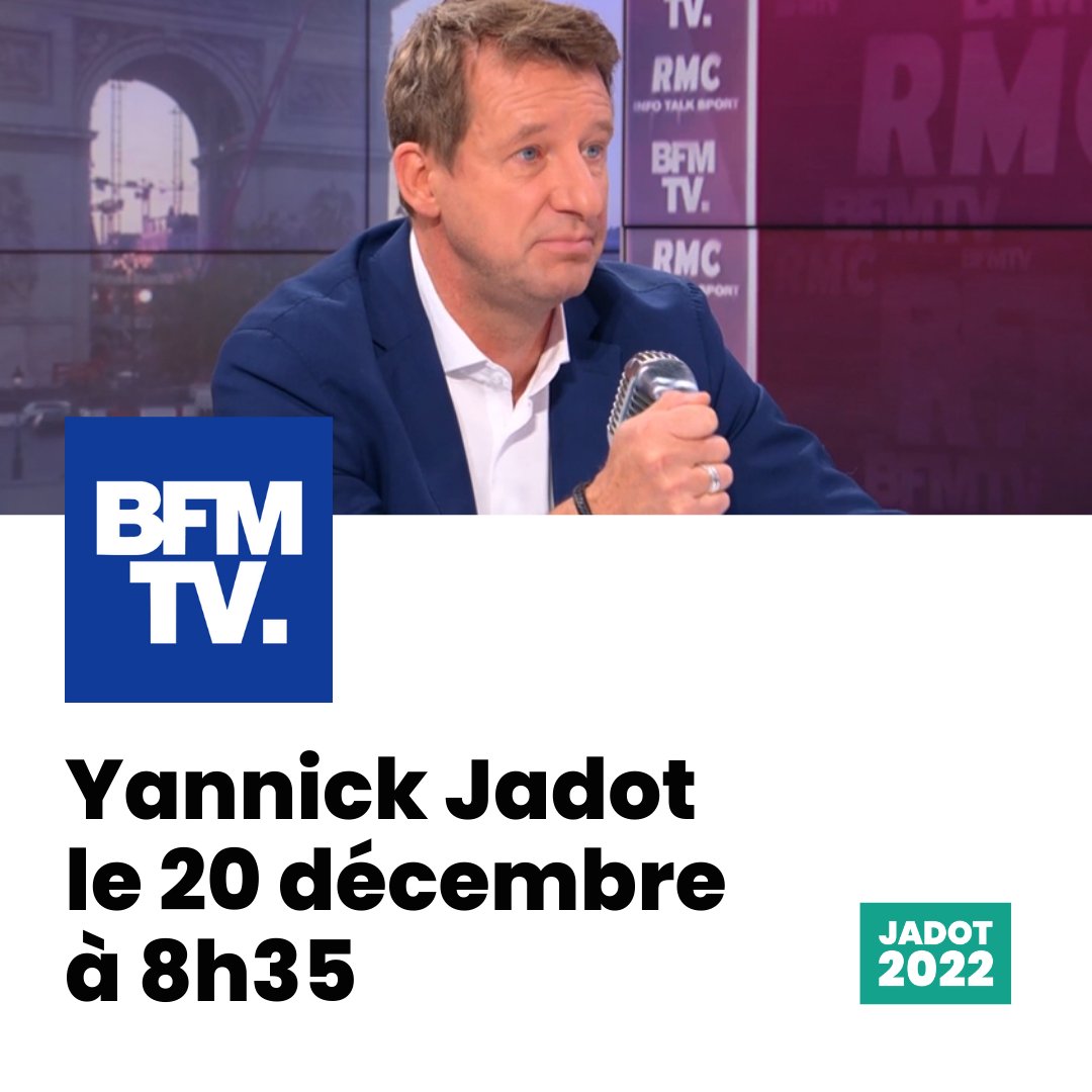 yjadot's tweet photo. 🎙 Rendez-vous demain matin à 8h35 sur @BFMTV dans #BourdinDirect face à @JJBourdin_RMC !

#Jadot2022 🌻 https://t.co/MU0R2JjIHs
