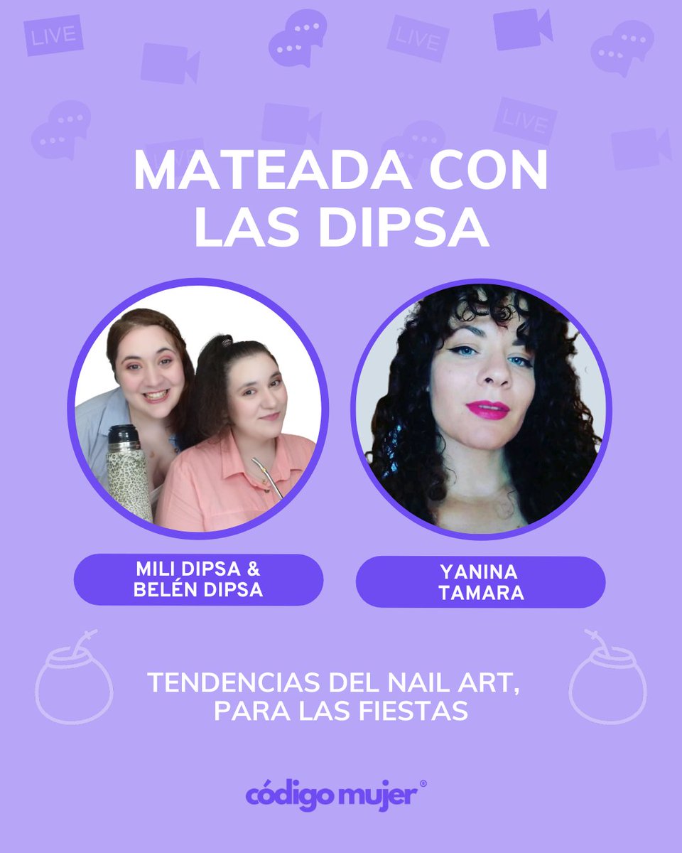 lasdipsa's tweet photo. Yanina Tamara es la #MujerCodigo de este domingo en #MateadaConLasDipsa 🧉
📆 Hoy 19 de diciembre
🕕 19 hs (ARG)

📱 Por el Instagram https://t.co/tClVf3kNOs

💅 Vamos a hacer un nail art EN VIVO!!! 

Besooos y las esperamooos!!! @milidipsa y @belendipsa 😘 https://t.co/6A48K8VEho