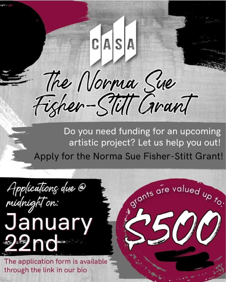 CASA has two grants available for creative YorkU students! Apply through the application form linked in our bio by January 22nd for consideration. 

NOTE: **Read the applications thoroughly and edit before submitting, as you can only submit the form once.**