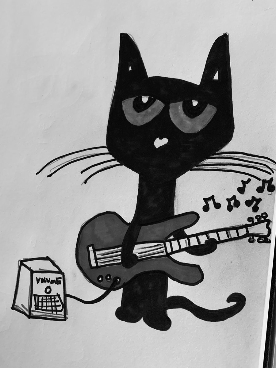 I drew a cat playing guitar to get in the mindset of my new script CATLAND. Inspired by @thepetethecat