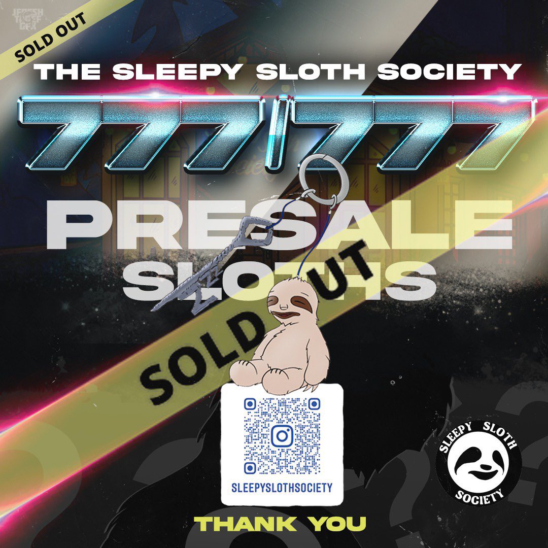 sleepyslothsc's tweet photo. @sleepyslothsociety
🚨PUBLIC SALE LIVE IN 1 HOUR 🚨                           

Our Public release will be today at 2:00 PM EST 

Minting at 0.21E , floor is 0.5E on opensea 🎰

- 7000 unique pieces will be available for the public to Mint on our official website (link in bio) ✨ https://t.co/zXbNt2POmp