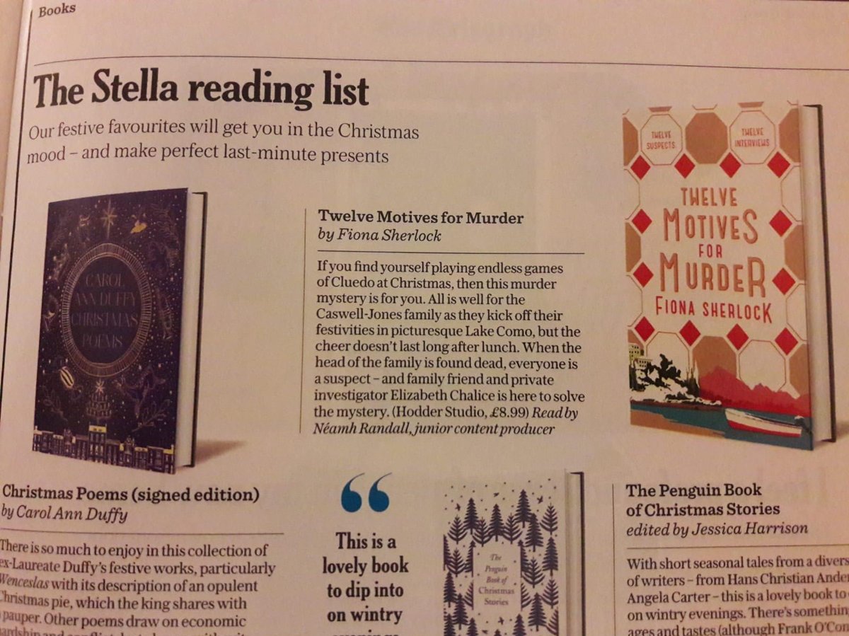 Fiona Sherlock Author (@fionasherlock) on Twitter photo ⭐️⭐️⭐️⭐️⭐️Review of #TwelveMotivesforMurder in today’s @stellatelegraph! “If you find yourself playing endless games of Cluedo then this murder mystery is for you” <a href="/Hodder_Studio/">Hodder Studio</a> buff.ly/3IZtBnY <a href="/LinaLanglee/">Lina Langlee</a> <a href="/JennyPlatt90/">Jenny Platt</a> ⭐️⭐️⭐️⭐️⭐️Review of #TwelveMotivesforMurder in today’s @stellatelegraph! “If you find yourself playing endless games of Cluedo then this murder mystery is for you” <a href="/Hodder_Studio/">Hodder Studio</a> buff.ly/3IZtBnY <a href="/LinaLanglee/">Lina Langlee</a> <a href="/JennyPlatt90/">Jenny Platt</a>