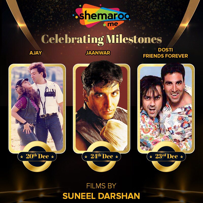 ShreeKrishnaInt's tweet photo. It’s a week of triple celebration for me as I released three of my successful movies - Ajay, Jaanwar and Dosti: Friends Forever - in this week, albeit in different years &amp; they continue to draw a large viewership on television and digital platforms even today https://t.co/cVB5BrenhC