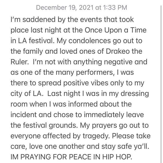 Snoop Dogg habló sobre el incidente en el que murió Drakeo the Ruler. Foto Twitter