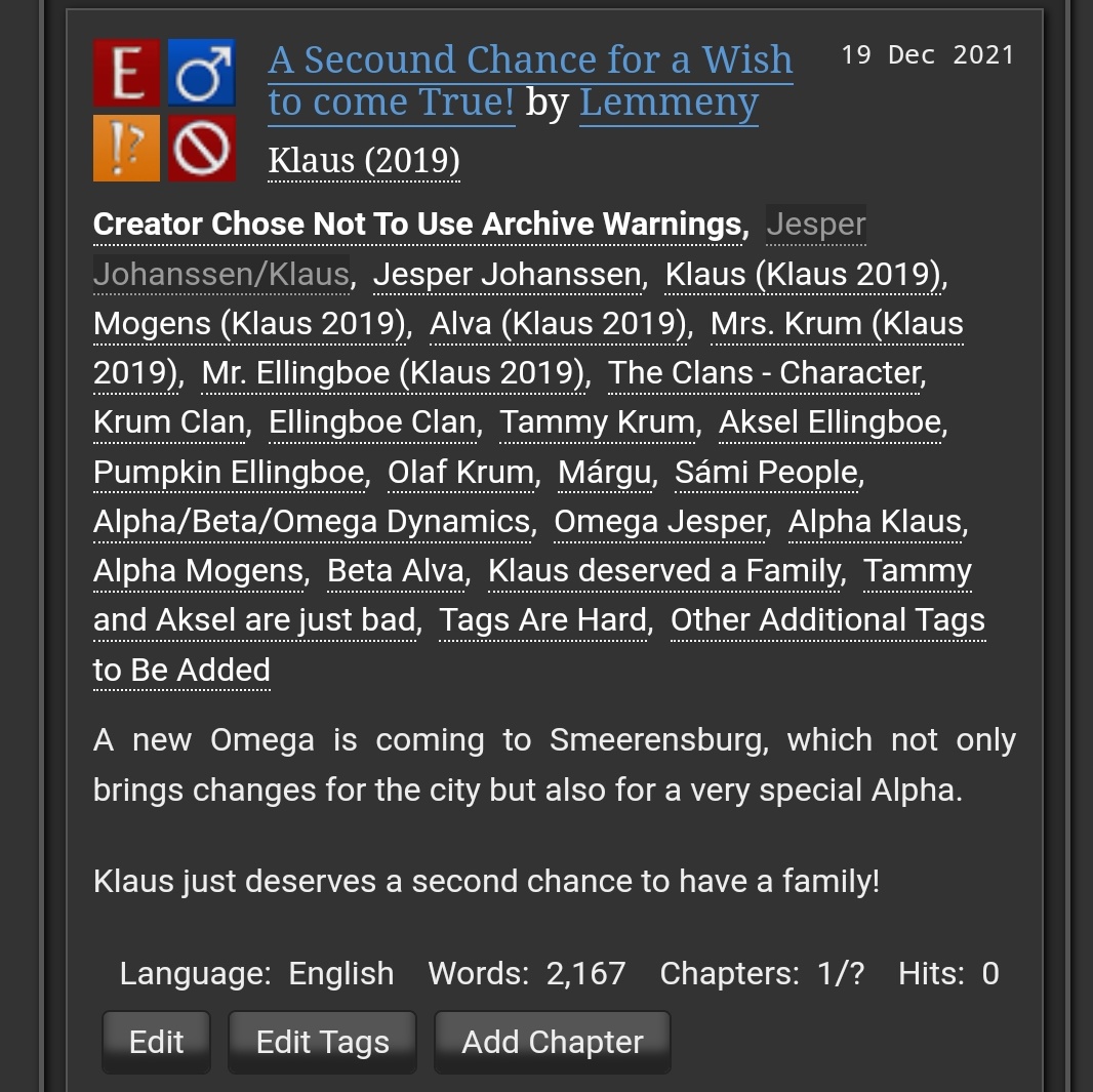 Lemmeny2's tweet photo. I saw the film Klaus (2019) for the first time and I fell in love with it straight away!🥰
so of course I had to write a fanfiction about it! I hope you will like it so much🌟
#fanfiction #klaus2019 #klausper https://t.co/D8HkiwVGqI