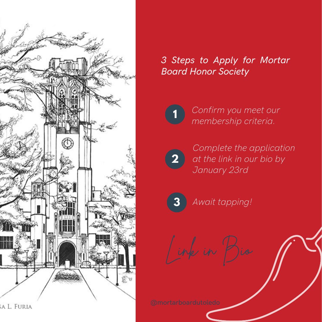 There’s serraNO time to waste! Our application for the 2022-2023 Peppers’ Class is OPEN at the link in our bio! Here’s what you need to apply ⬇️⬇️⬇️
🫑 3.0 GPA
🫑 90 credit hours completed by the end of Spring 2022
🫑excel in our 3 pillars: scholarship, leadership, and service