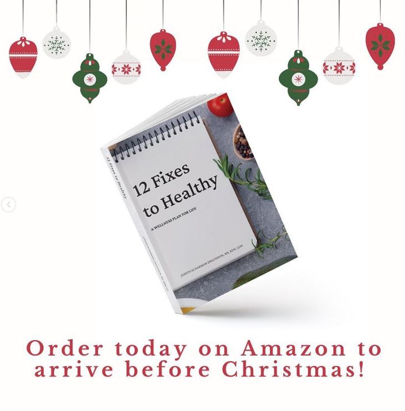 Still need a gift for someone you care about? 🎁
Give the gift of #health this season - you can still get my book, 12 FIXES TO HEALTHY before #Christmas if you order today on Amazon! 📕 amazon.com/Fixes-Healthy-… #rdchat #healthandwellness