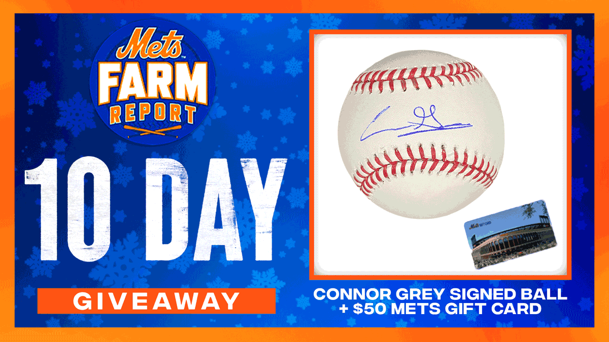 Follow us and retweet this for a chance to win an autographed baseball from pitching prospect, @Connor7Grey and a $50 @Mets gift card! ⚾️✍️