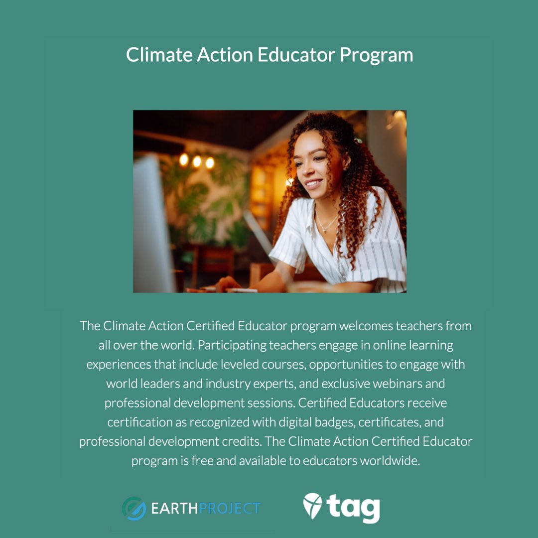 TakeActionEdu's tweet image. Learn more about our #ClimateEducatorCertification 🌱🌎
earthproject.org