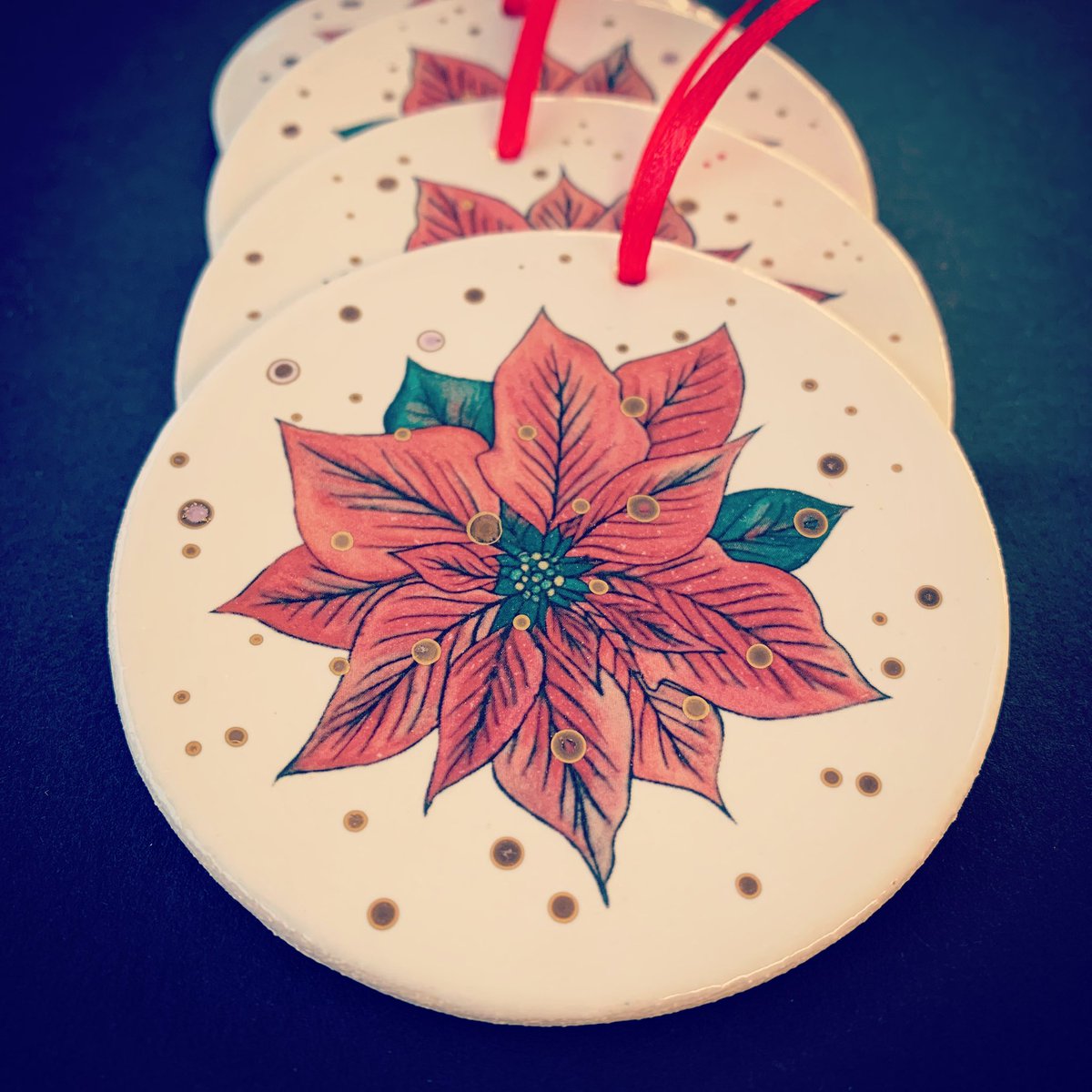 Only a few hours left to like &amp; comment on my latest Instagram post Instagram.com/jennifer.Barlow for a chance to #win one of my new decoration designs. #crafthour #giveaway #christmasdecorations #pointsettia #handmade #ceramic