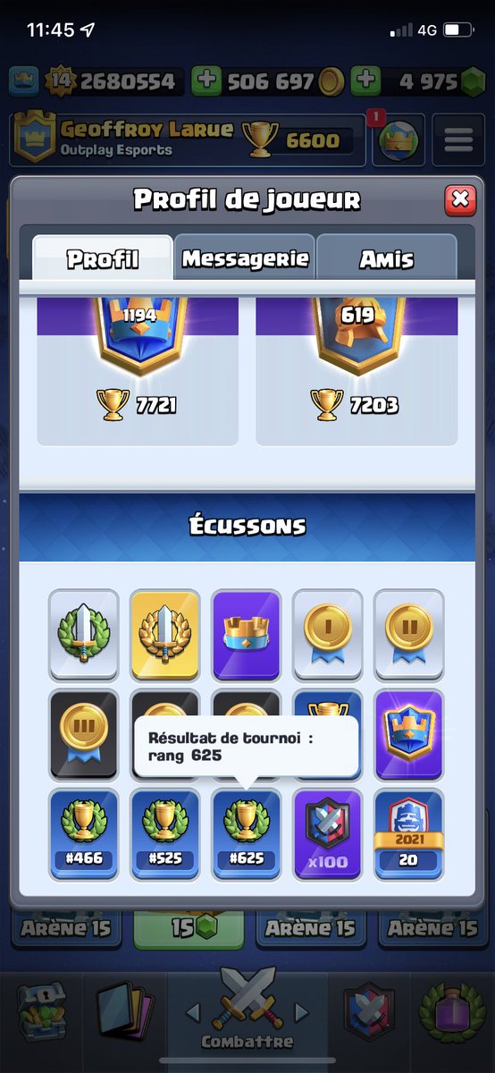 Top 625 sur le dernier tournoi, un gros gg à mon frérot @Z_Royal_ 😘 gg <a href="/YanouN_Cr/">YanouN</a> , j’espère que tu as eu l’émote 🙏
