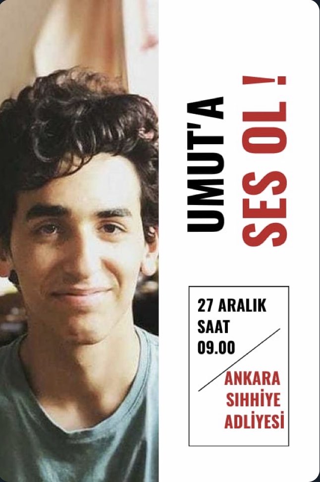 19 yaşındaki Umut Gündüz bisikleti ile eve dönerken alkollü, aşırı hızlı bir sürücünün arkadan çarpıp kaçması sonucu öldürüldü. 

“Kaza değil cinayet! Bisikletli ölümler dursun!” diyerek Ankara Adliyesi önündeyiz.

susmuyoruz ‼️

Duyarsız kalma 🙏🏻İNSANOĞLU 

#UmutaSesOl