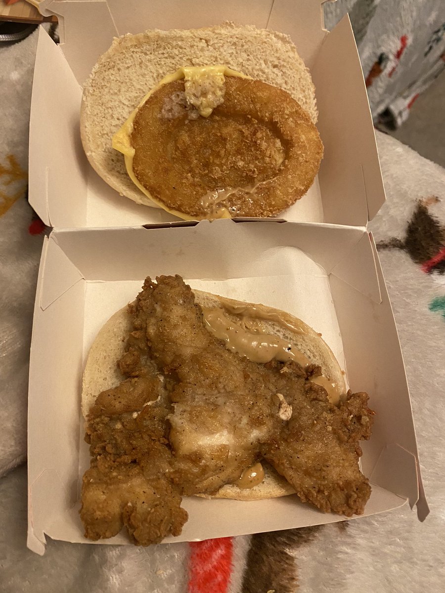 naomi_j_smith's tweet photo. @KFC_UKI Given St. Helens kfc another chance and this is what I get as a zinger tower burger! The response when I ring “it can’t be helped. You’ve got a gravy burger”. Absolute joke! https://t.co/SaIBF0PI9Y