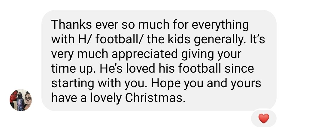 These are the messages that make it alllll worth while 🥰🎄⚽️🤍🤍