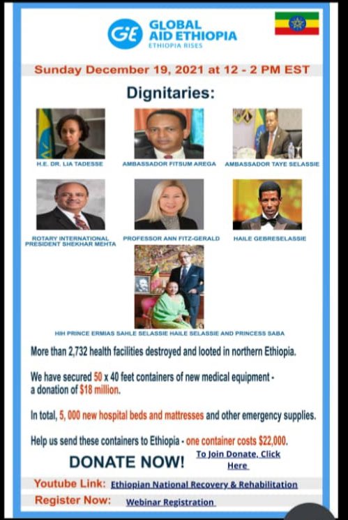 I extend my sincere appreciation to Global AID Ethiopia, Project CURE, Rotary &amp; all Involved in this fundraising to send medical equipment &amp; hospital beds to restore the damaged health facilities to help start giving essential services to the community &amp; IDP in a short time.