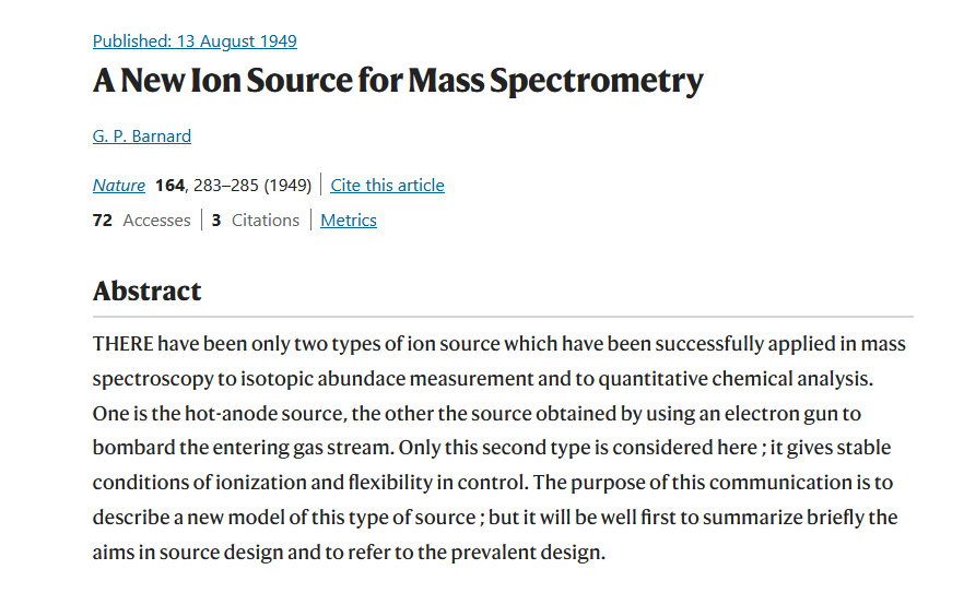 BiswapriyaMisra's tweet photo. #Massspec Tweeps, which #ionsource is Barnard introducing here in 1949?
https://t.co/7XuxCmc73m https://t.co/bUWSftfYMk