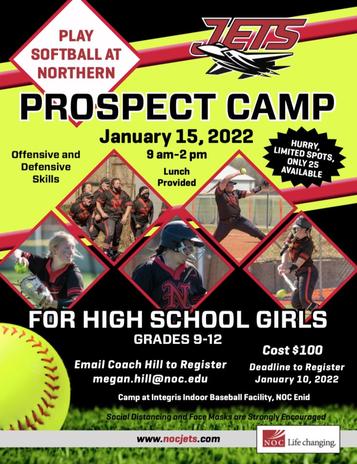 NOCEnidSB's tweet photo. Prospect Camp ✌️ sign up today! Meet our coaching staff, see our great facilities and show off your talent! 

#futurejets #jetfam #beseen https://t.co/yjSEB585Zc