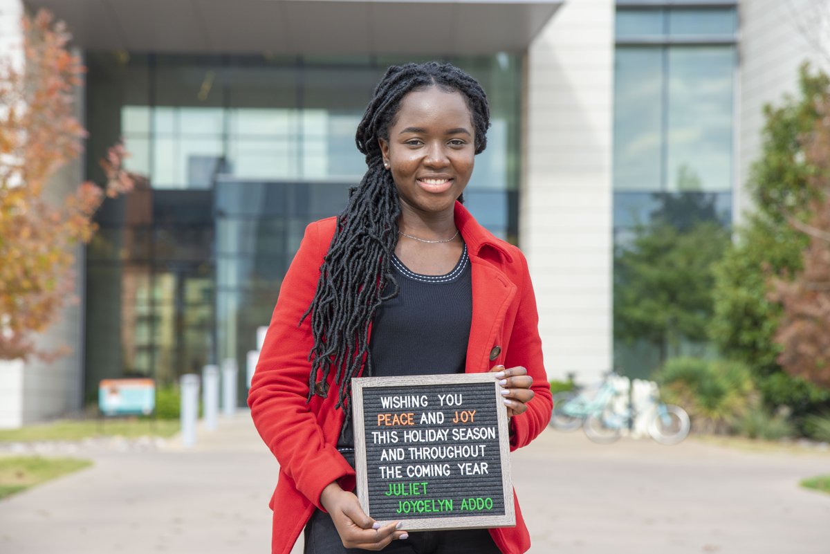 bme_utd's tweet photo. #SeasonsGreetings from Juliet Joycelyn Addo!
Wishing you peace and joy this holiday season and throughout the coming year!
#HappyHolidays #UTD #UTDBioe #Bioengineer #Bioengineering #Univeristy #Student #UTDallas https://t.co/0eVVROUTSi