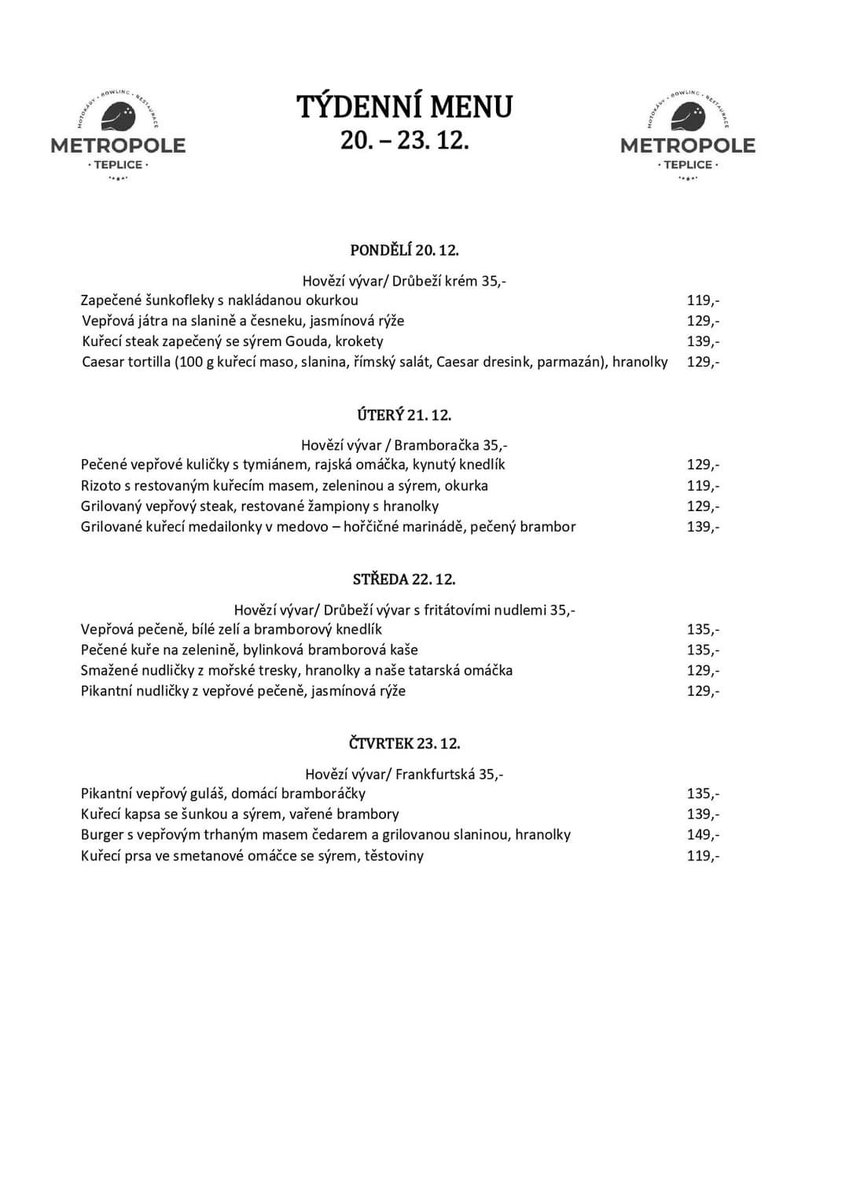 MetropoleTP's tweet image. 🍴Týdenní menu 20.-23.12.🍴