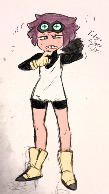 I actually named her Jewel because I was originally listening to Run The Jewels while creating her.

So she canonically listens to hip hop and rap while doing her science doodads. #myart 