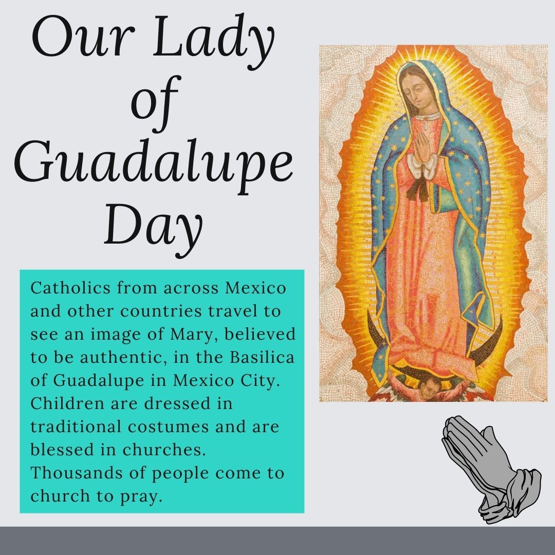 On this day, we celebrate Our Lady of #Guadalupe Day. Also known as the "Feast of Our Lady of Guadalupe," it is celebrated today to honor the belief that the Virgin Mary appeared before a man in Mexico City.
