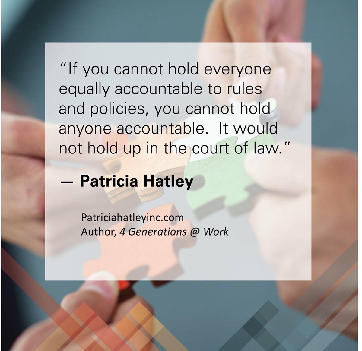 PatHatleyInc's tweet photo. Never show favoritism 2 one or more people. Hold everyone equally accountable.Treat everyone fairly &amp; equitably.Don’t deliberately give some more than others 2 help 1 succeed at a higher level or put another at a disadvantage. #leadership  #coaching #leadershipcoach https://t.co/pyuTImieeI