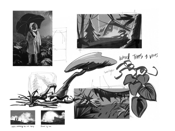 Quick thumbnails and ideations for my small Ray Bradbury inspired vis dev project! 5-10 minutes each...... now to finish the final illustrations I did 😔 