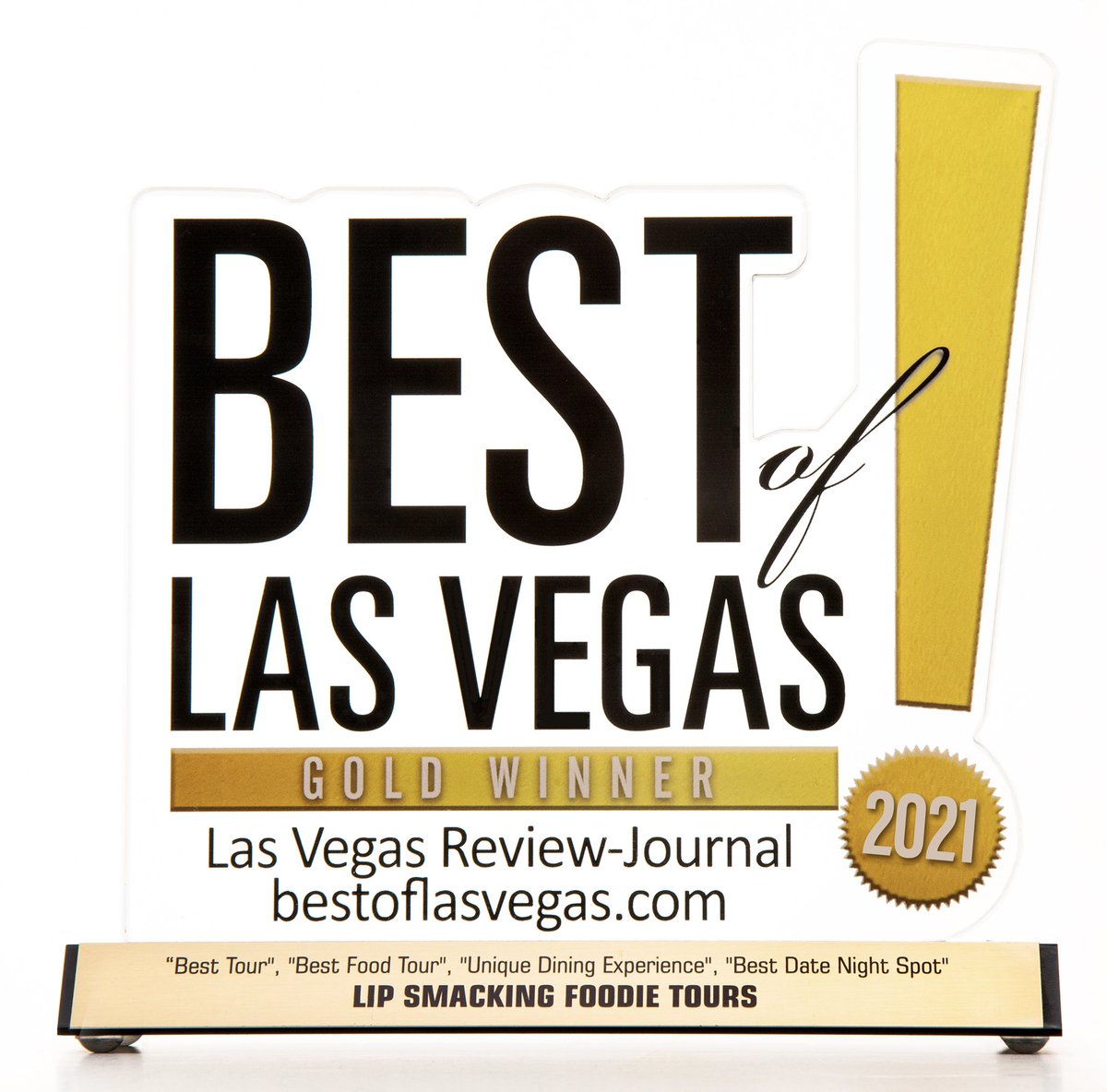 We are honored to win four 'Best of Las Vegas'' awards from the Las Vegas Review-Journal for six years straight. Many thanks to everyone who voted and for all your continued support! 'Best Tour' 'Best Food Tour” “Unique Dining Experience” 'Best Date Night Spot“