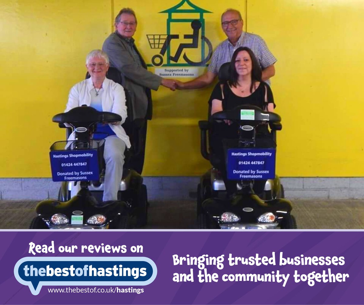 Hastings Shopmobility is a registered charity which hires disability vehicles to people who have mobility problems, whether it is temporary or permanent.
Find out more here 👉🏻 bit.ly/HastingsShopmo… 
#Thebestof #Hastings #Bexhill #Rye #Battle #Buylocal