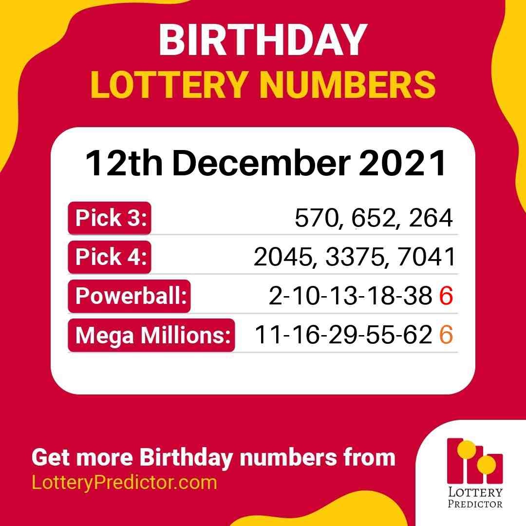 Birthday lottery numbers for Sunday, 12th December 2021
#lottery #powerball #megamillions
https://t.co/GV5v1hMqB6 https://t.co/A507NHEuQC